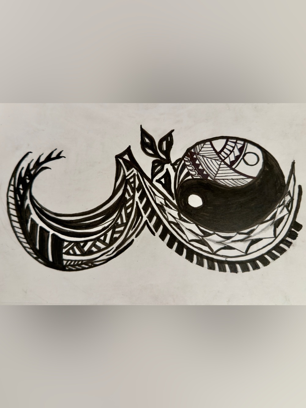 Hand-Drawn Black and White Abstract Wall Art original art by Ikaika studios